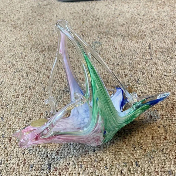 VTG Murano Glassware By Crystal Clear Basket Handblown Art Glass Sculpture ITALY - Picture 8 of 8